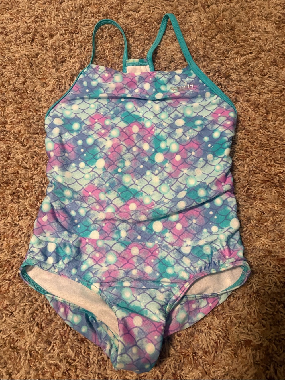 🔴10/$10! Speedo Girls' Teal & Purple Mermaid Print One-Piece Swimsuit